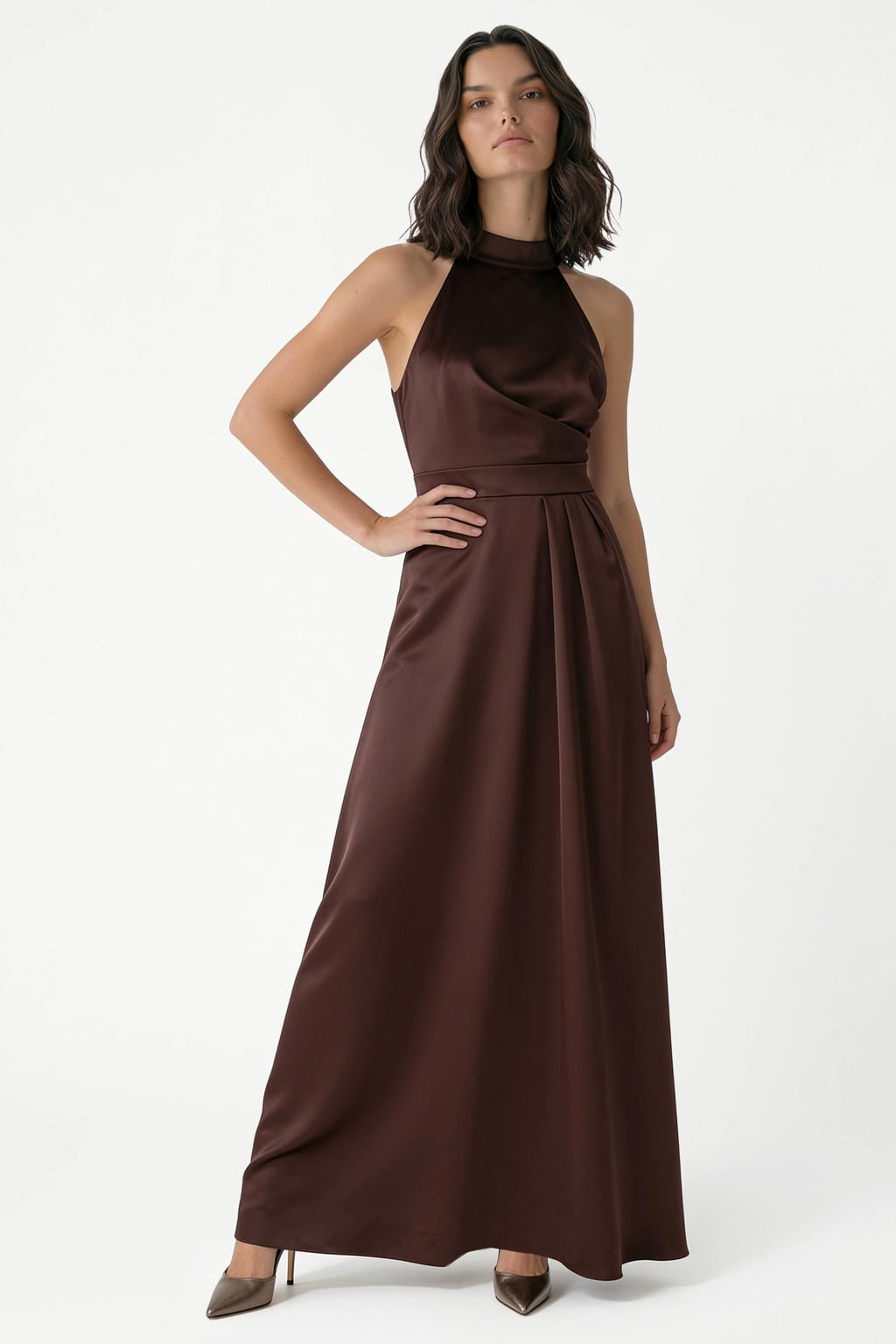 Rinascimento maxi jurk - bruin