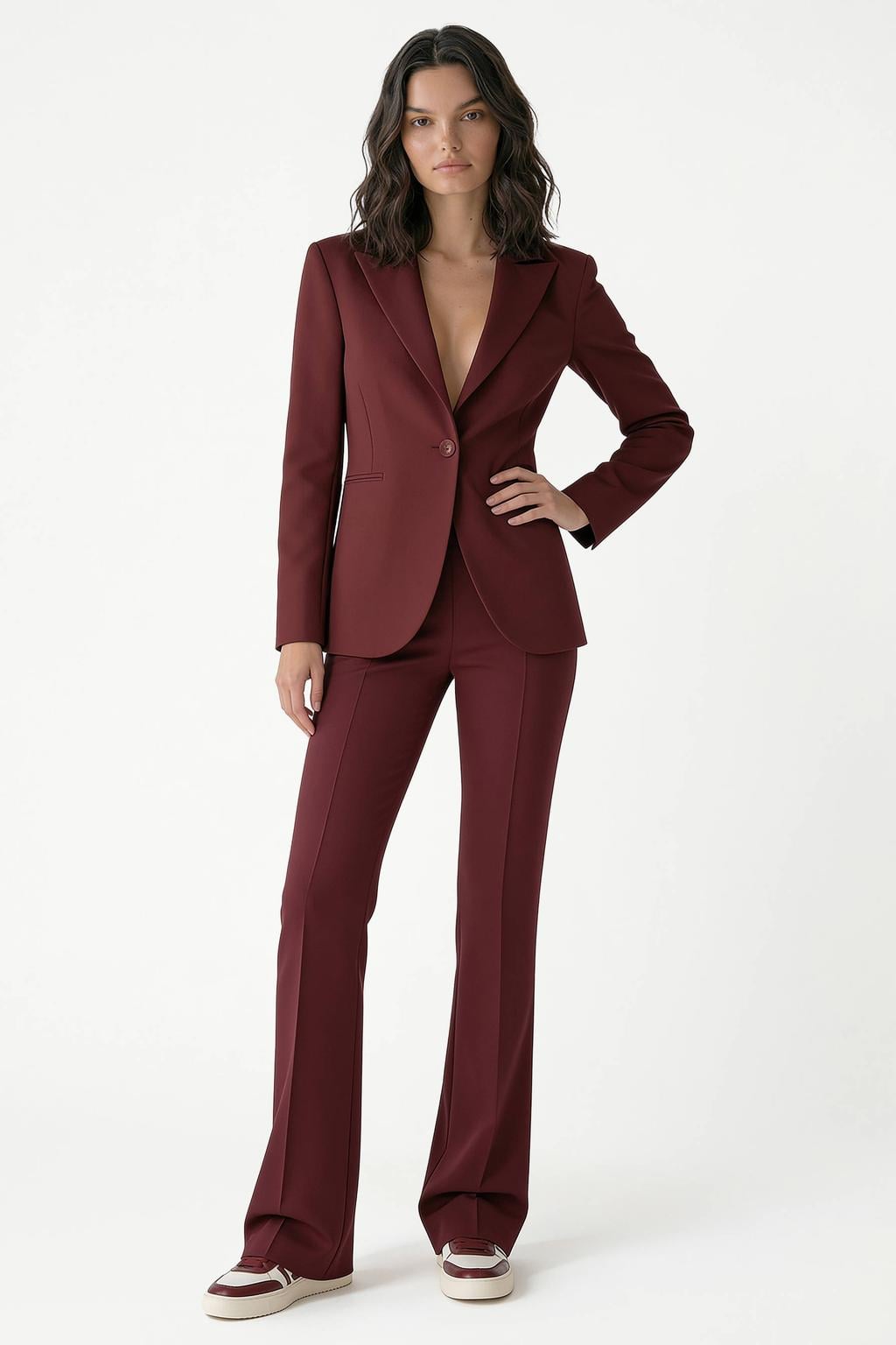 Rinascimento flared broek - donkerrood
