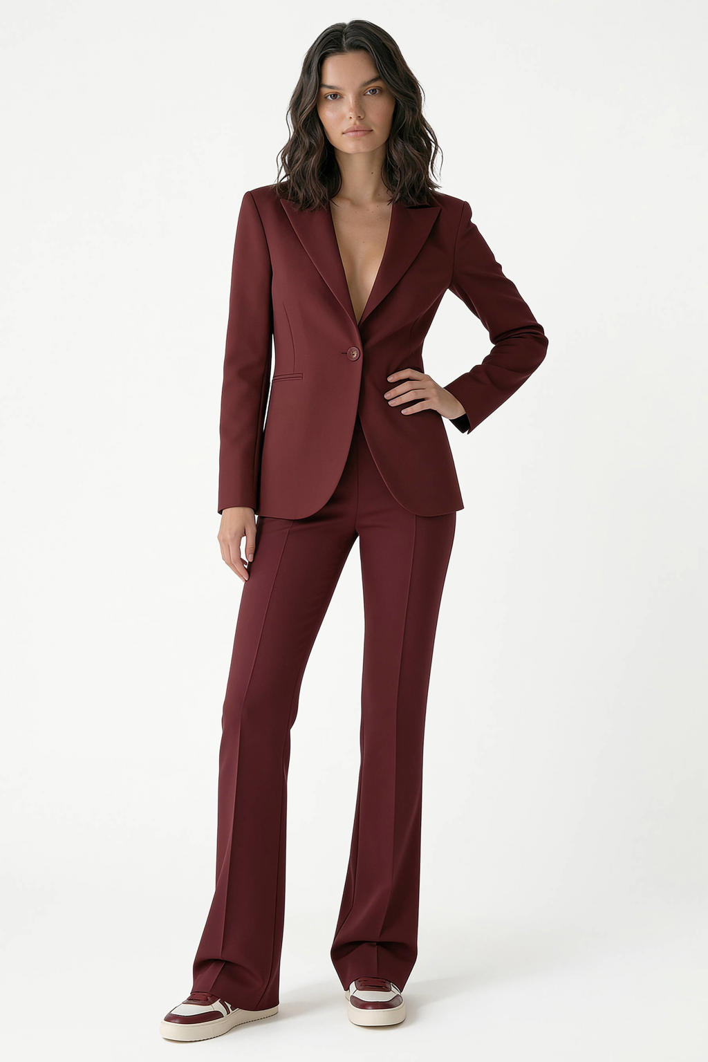 Rinascimento flared broek - donkerrood
