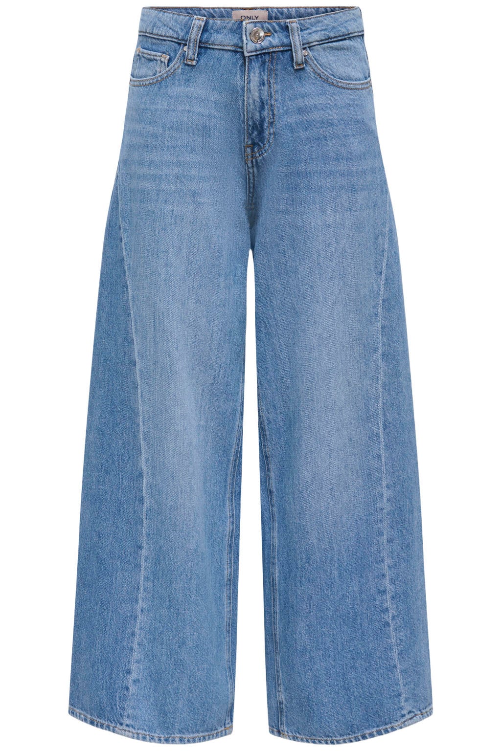 Light blue denim meisjes KIDS ONLY GIRL wide leg jeans van denim met rits- en knoopsluiting en effen