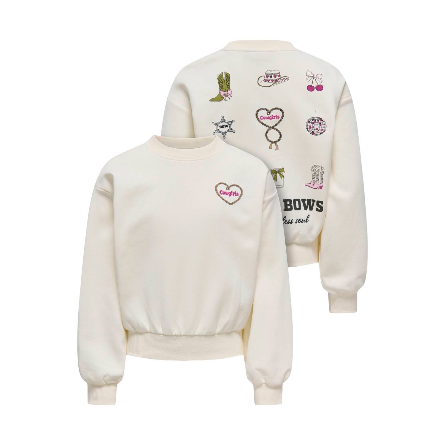 ONLY KIDS GIRL sweater met backprint ecru