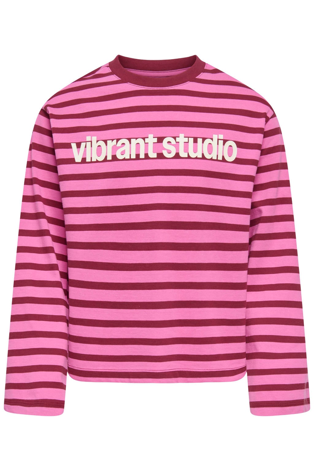 Roze meisjes KIDS ONLY GIRL van katoen met strepenprint, lange mouwen en ronde hals