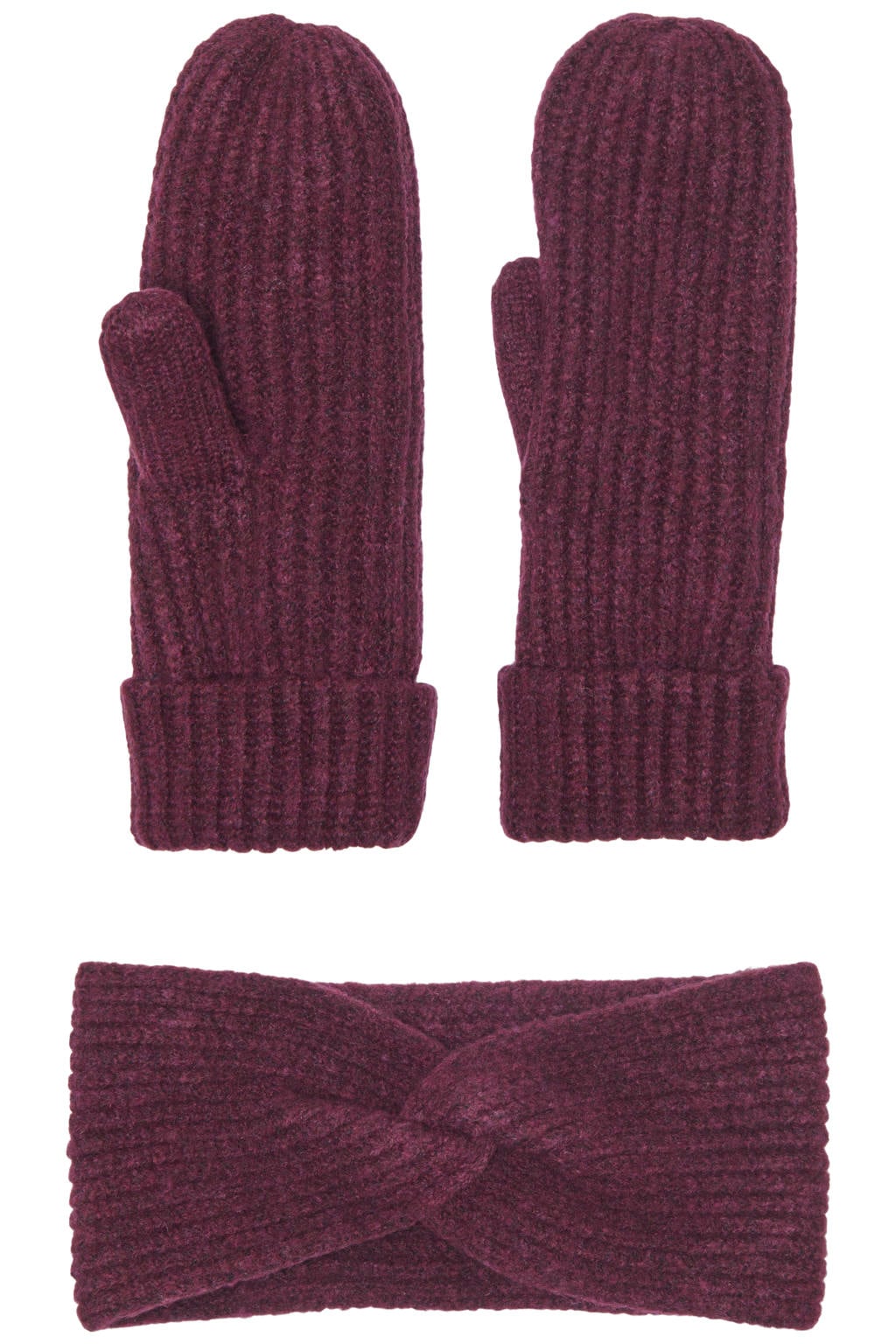 KIDS ONLY GIRL gebreide hoofdband + handschoenen donkerrood