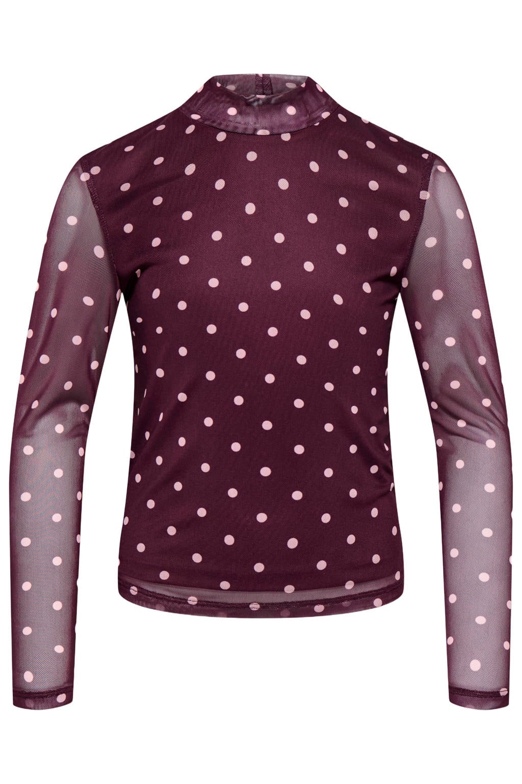 Paarse meisjes KIDS ONLY GIRL semi-transparante top en stippen van polyester met lange mouwen