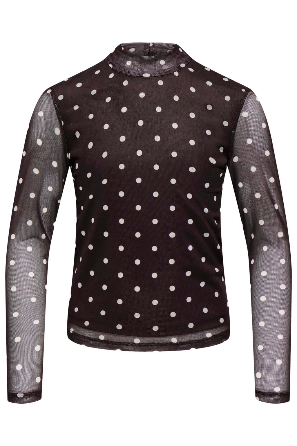 Donkerblauwe meisjes KIDS ONLY GIRL semi-transparante top en stippen van polyester met lange mouwen