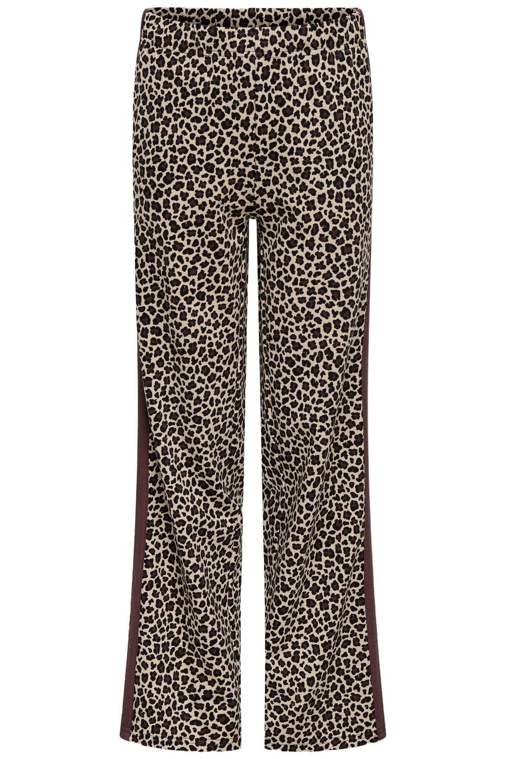 KIDS ONLY GIRL flared broek met panterprint - beige/zwart