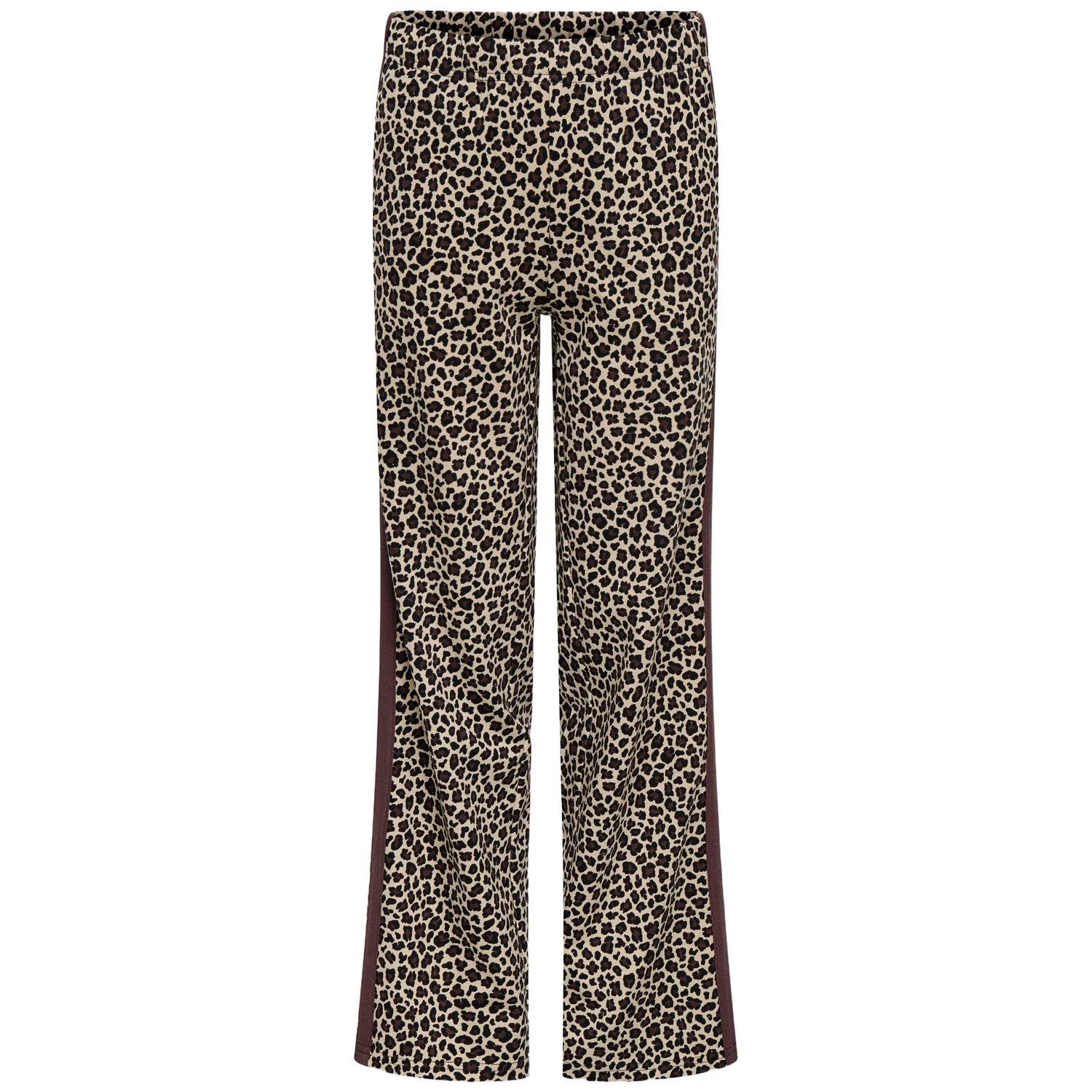 ONLY KIDS GIRL flared broek met panterprint beige zwart