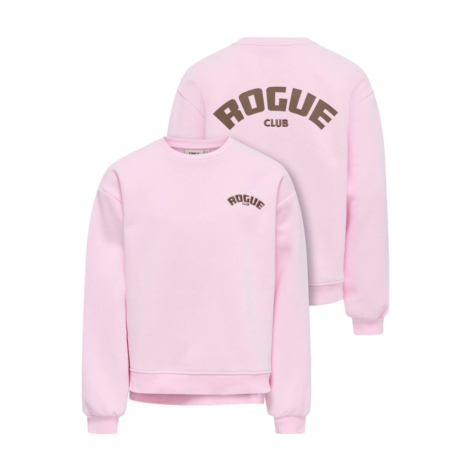ONLY KIDS GIRL sweater met backprint lichtroze