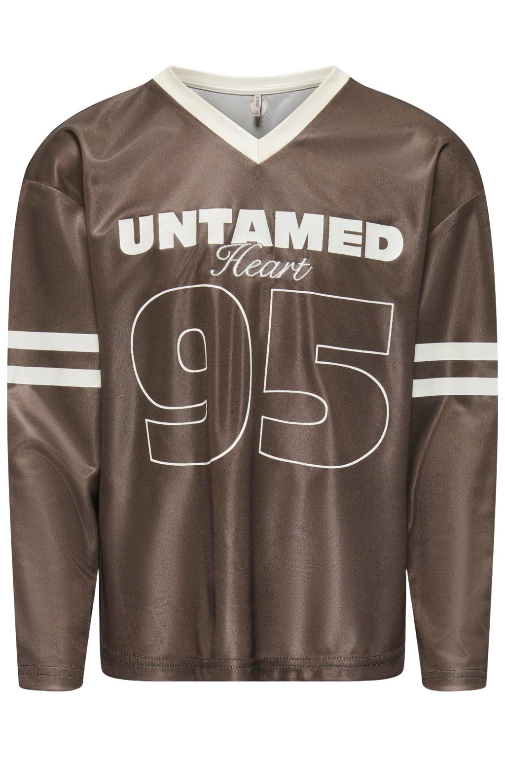 Donkerblauwe meisjes KIDS ONLY GIRL longsleeve van polyester met printopdruk, lange mouwen en V-hals