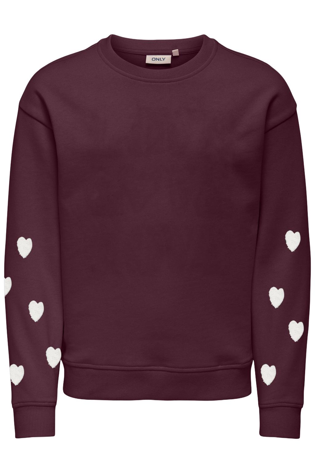 KIDS ONLY GIRL rechtvallende sweater met hartjes - donkerpaars