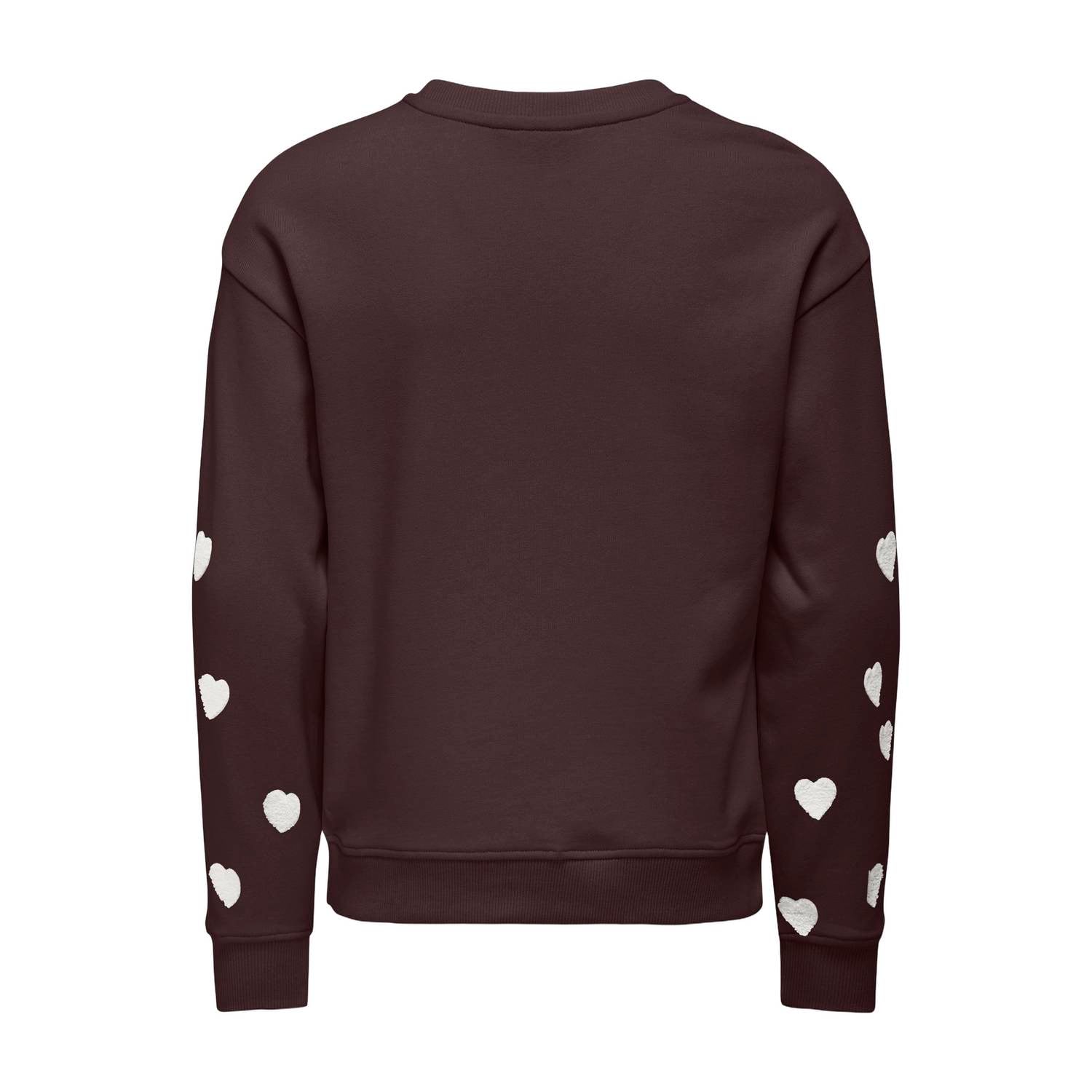 ONLY KIDS GIRL rechtvallende sweater met hartjes donkerbruin