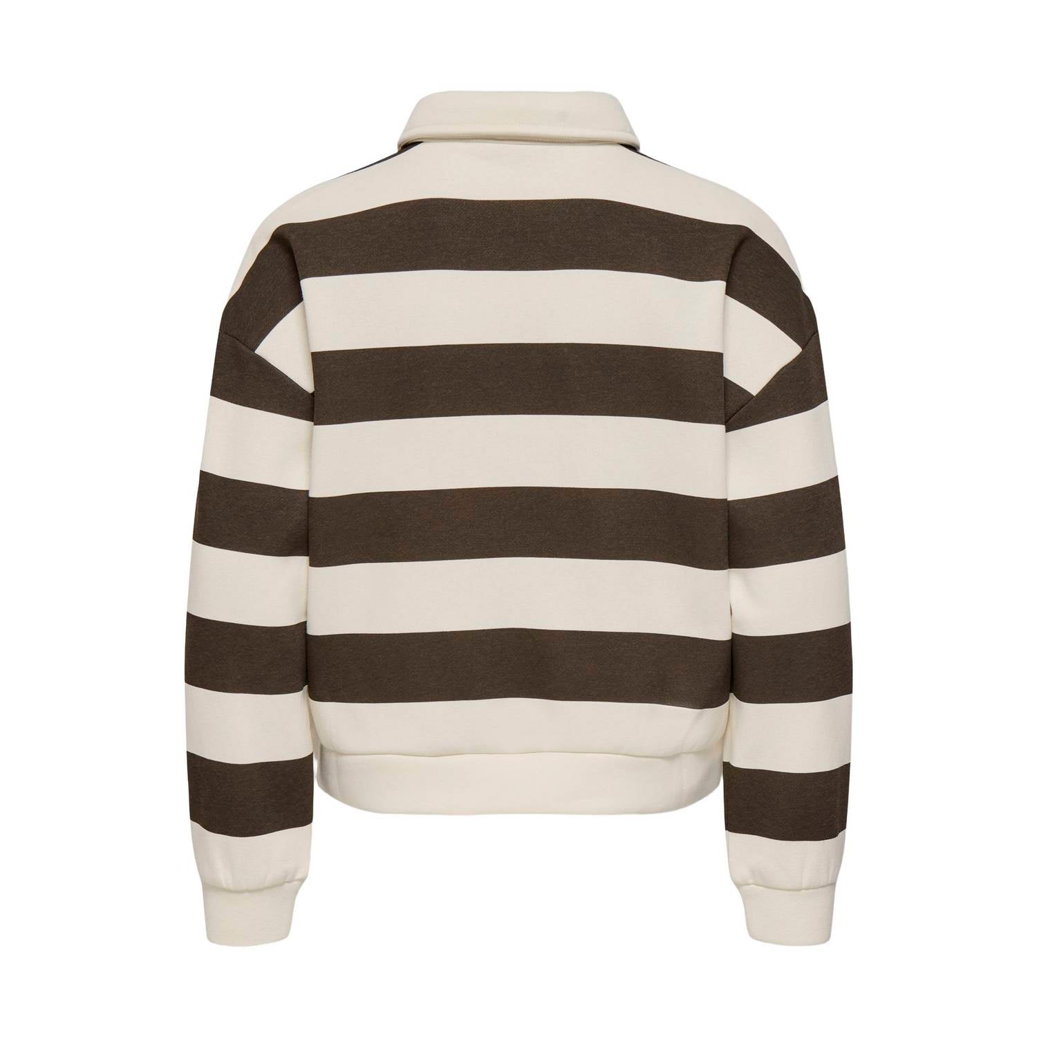 ONLY KIDS GIRL gestreepte sweater ecru donkerbruin
