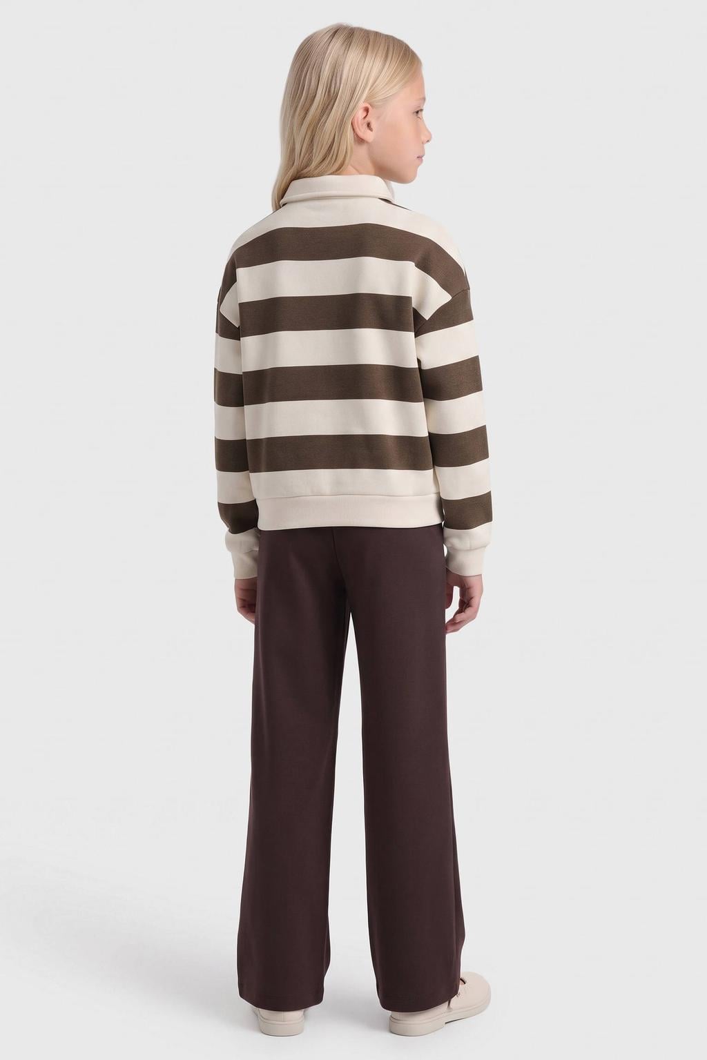 KIDS ONLY GIRL gestreepte sweater - ecru/donkerbruin