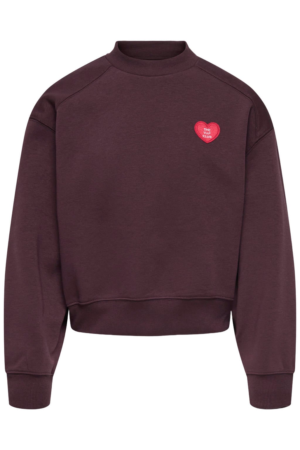 Donkerblauwe meisjes KIDS ONLY GIRL rechtvallende sweater met effen, lange mouwen, ronde hals en geribde boorden