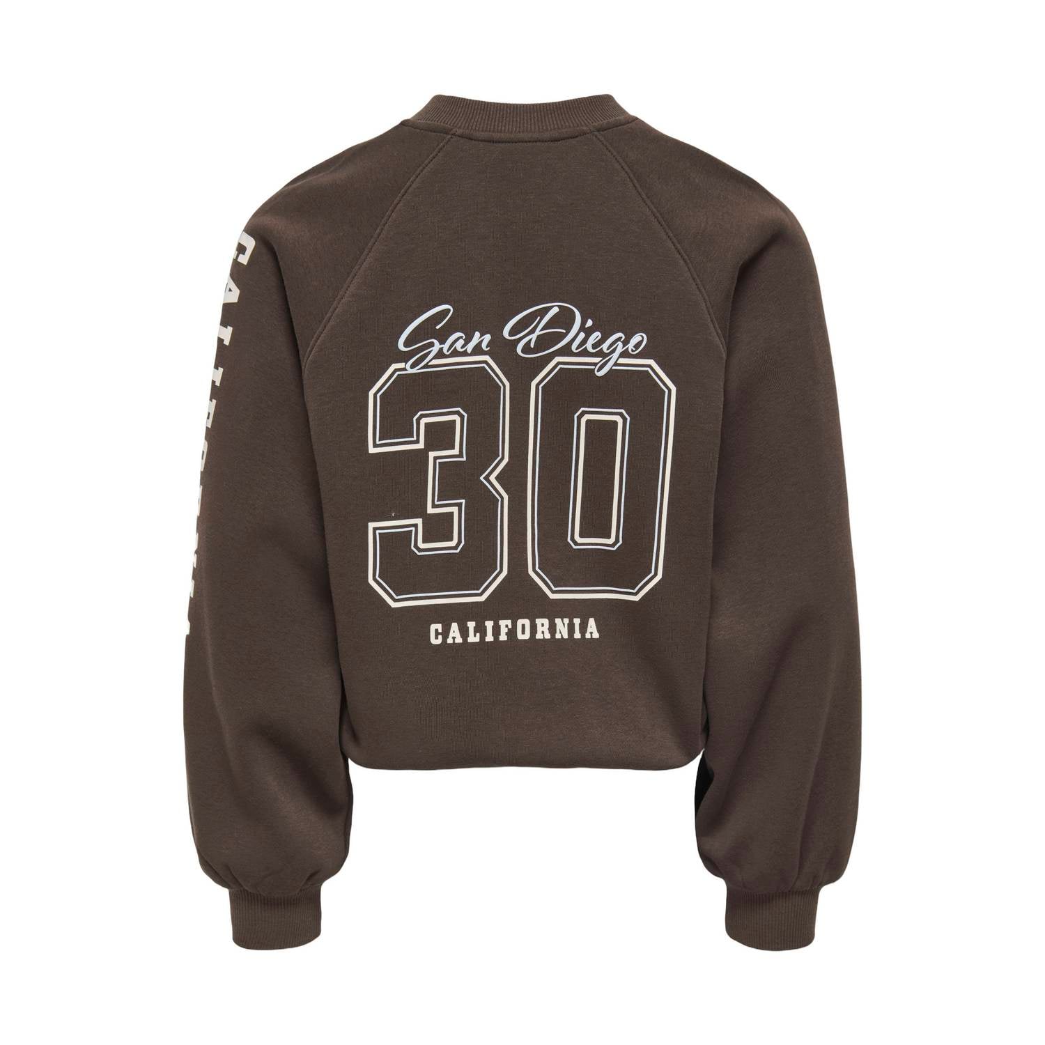 ONLY KIDS GIRL rechtvallende sweater met print bruin