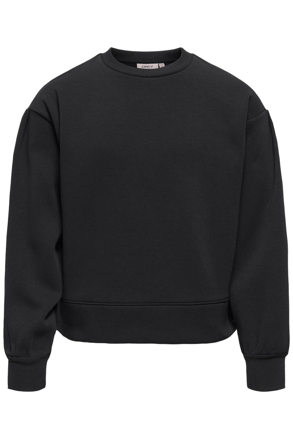 Zwarte meisjes KIDS ONLY GIRL sweater met effen, lange mouwen en ronde hals