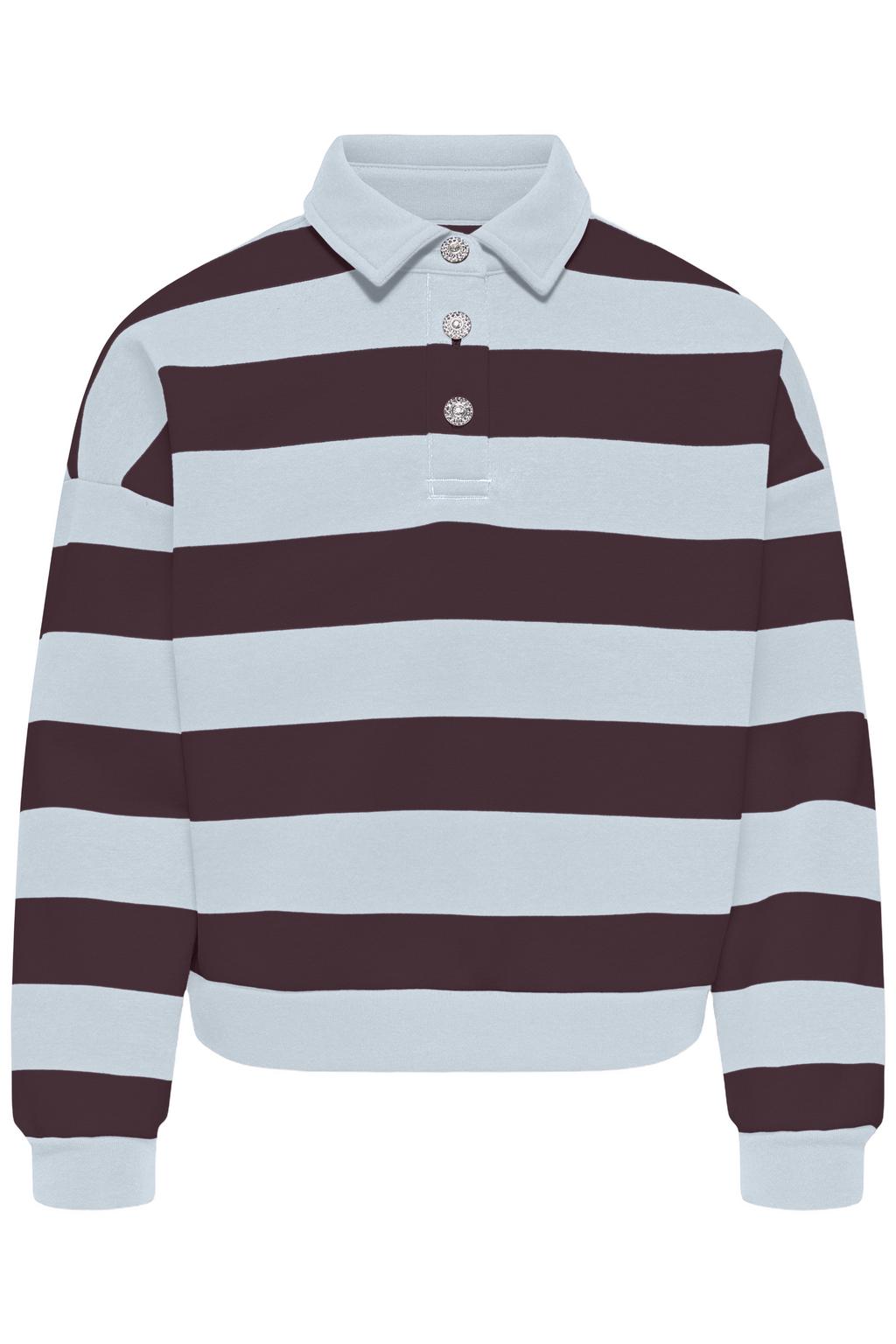 KIDS ONLY GIRL gestreepte sweater - lichtblauw/aubergine