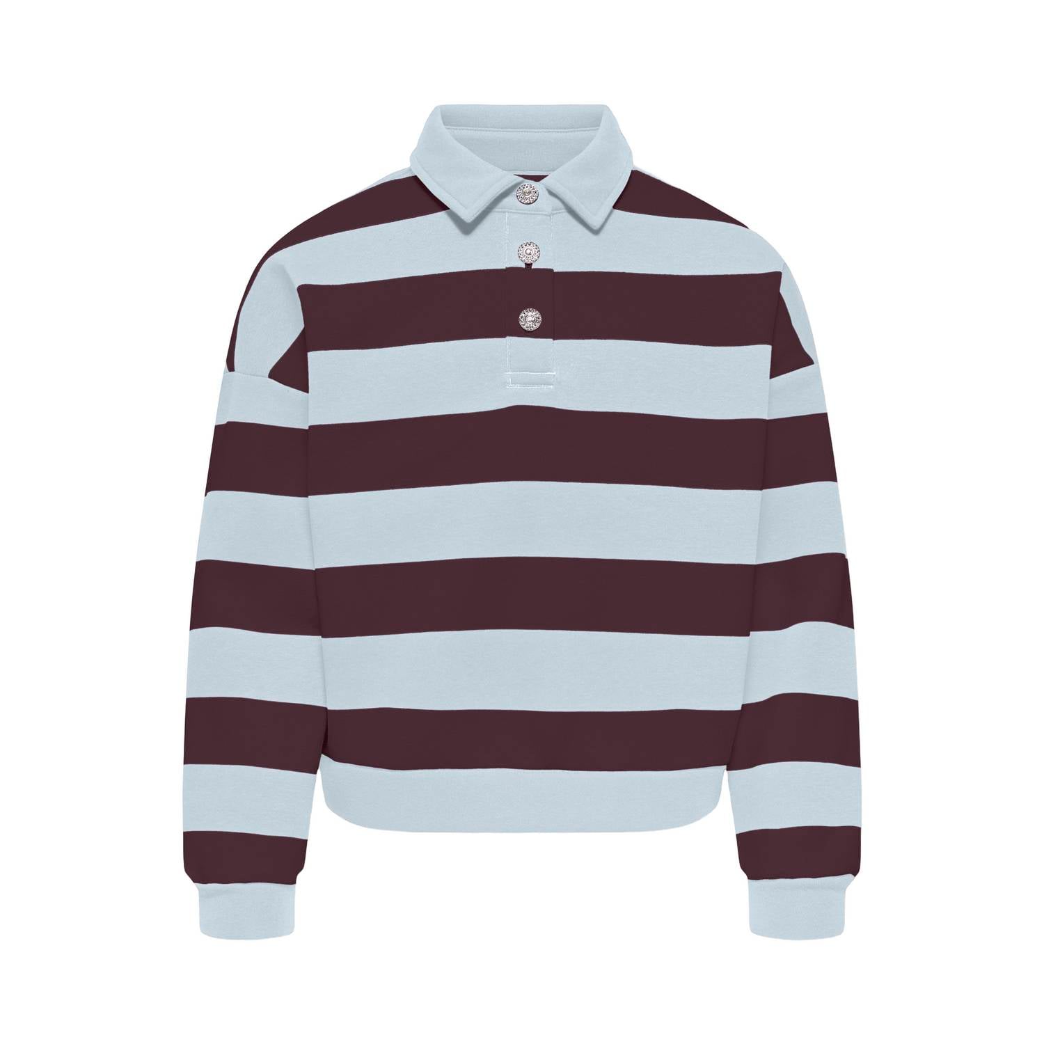 ONLY KIDS GIRL gestreepte sweater lichtblauw aubergine