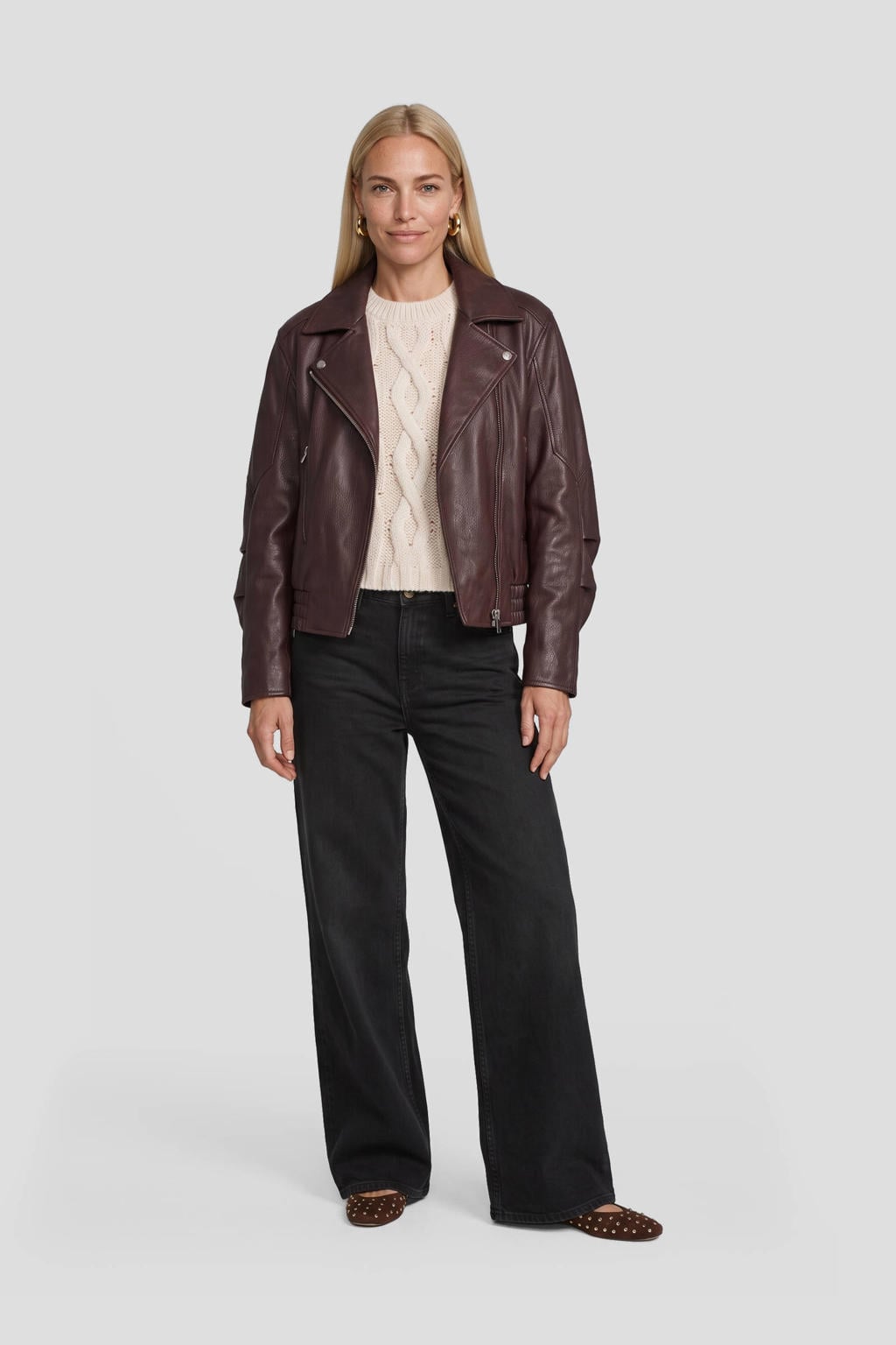 Suncoo faux fur jas - donkerrood
