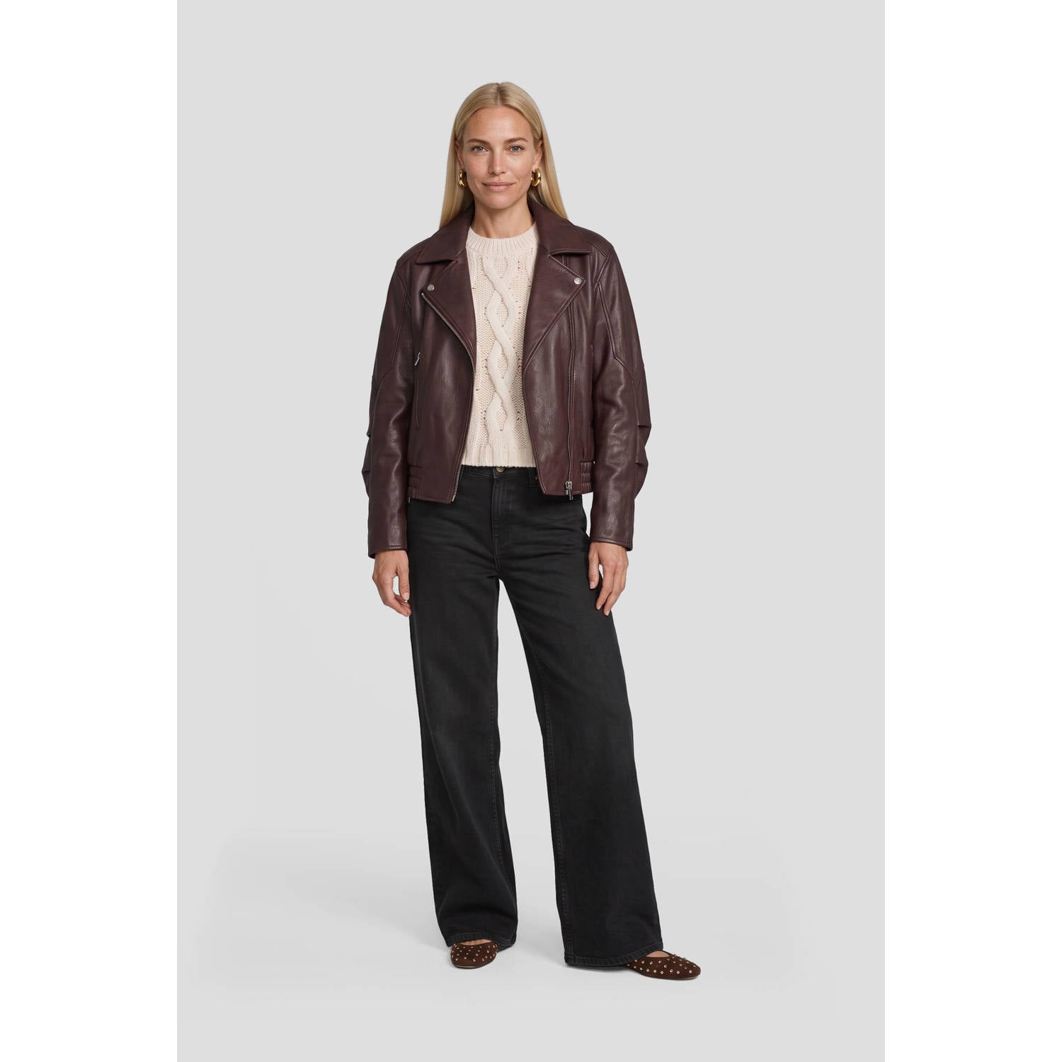 Suncoo faux fur jas donkerrood