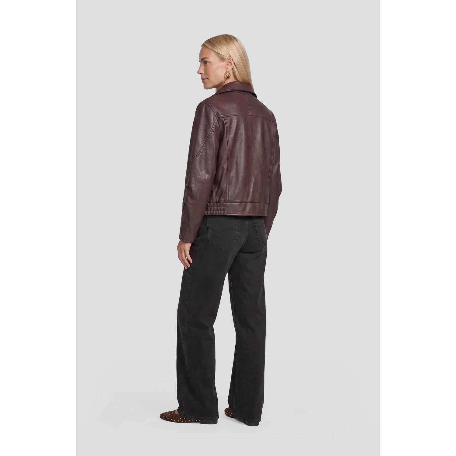 Suncoo faux fur jas donkerrood