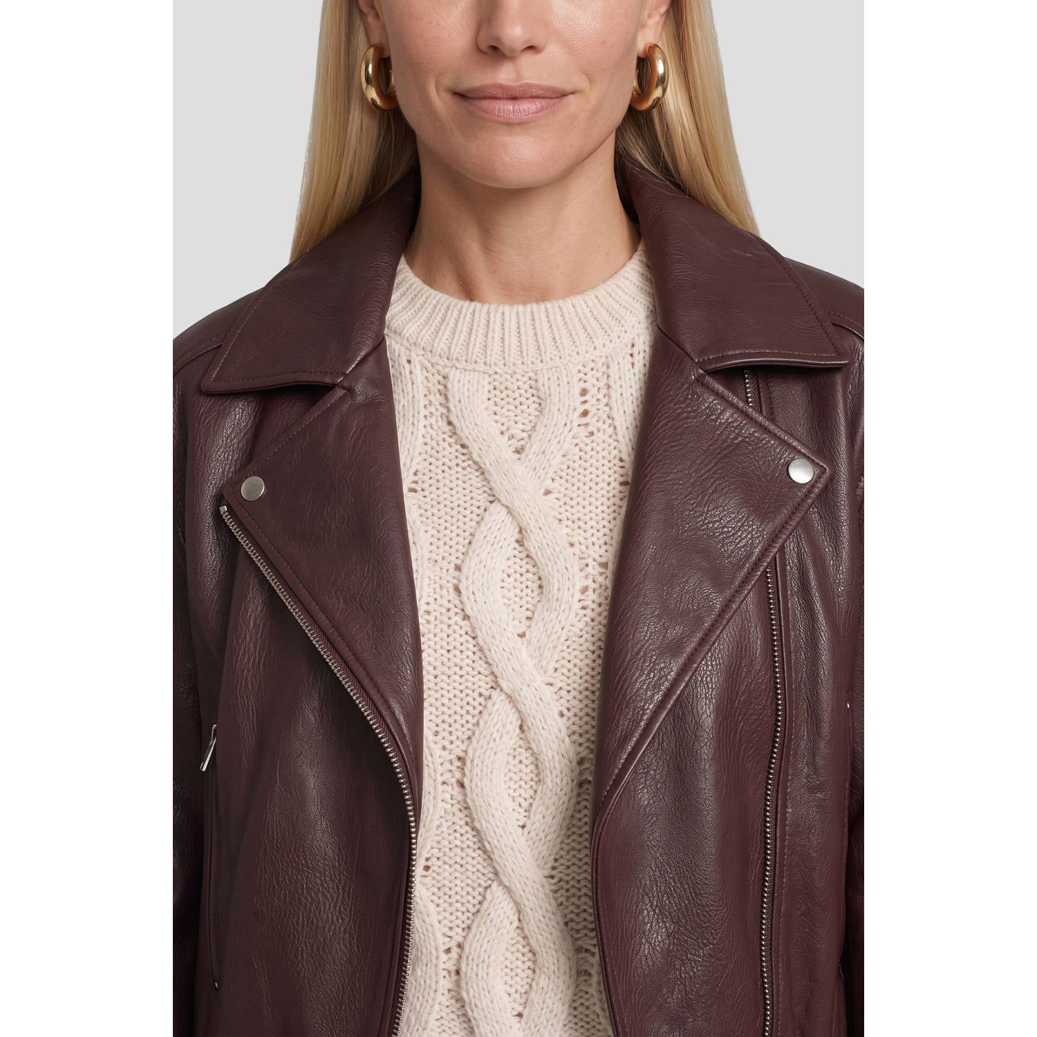 Suncoo faux fur jas donkerrood