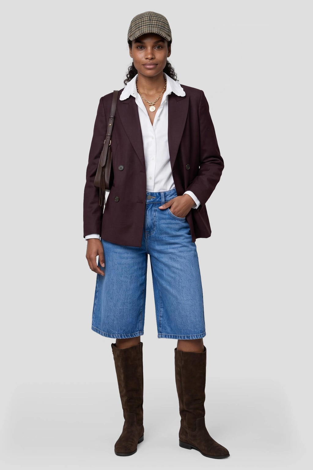 Bruine dames Suncoo regular blazer van viscose met effen, lange mouwen, reverskraag en knoopsluiting