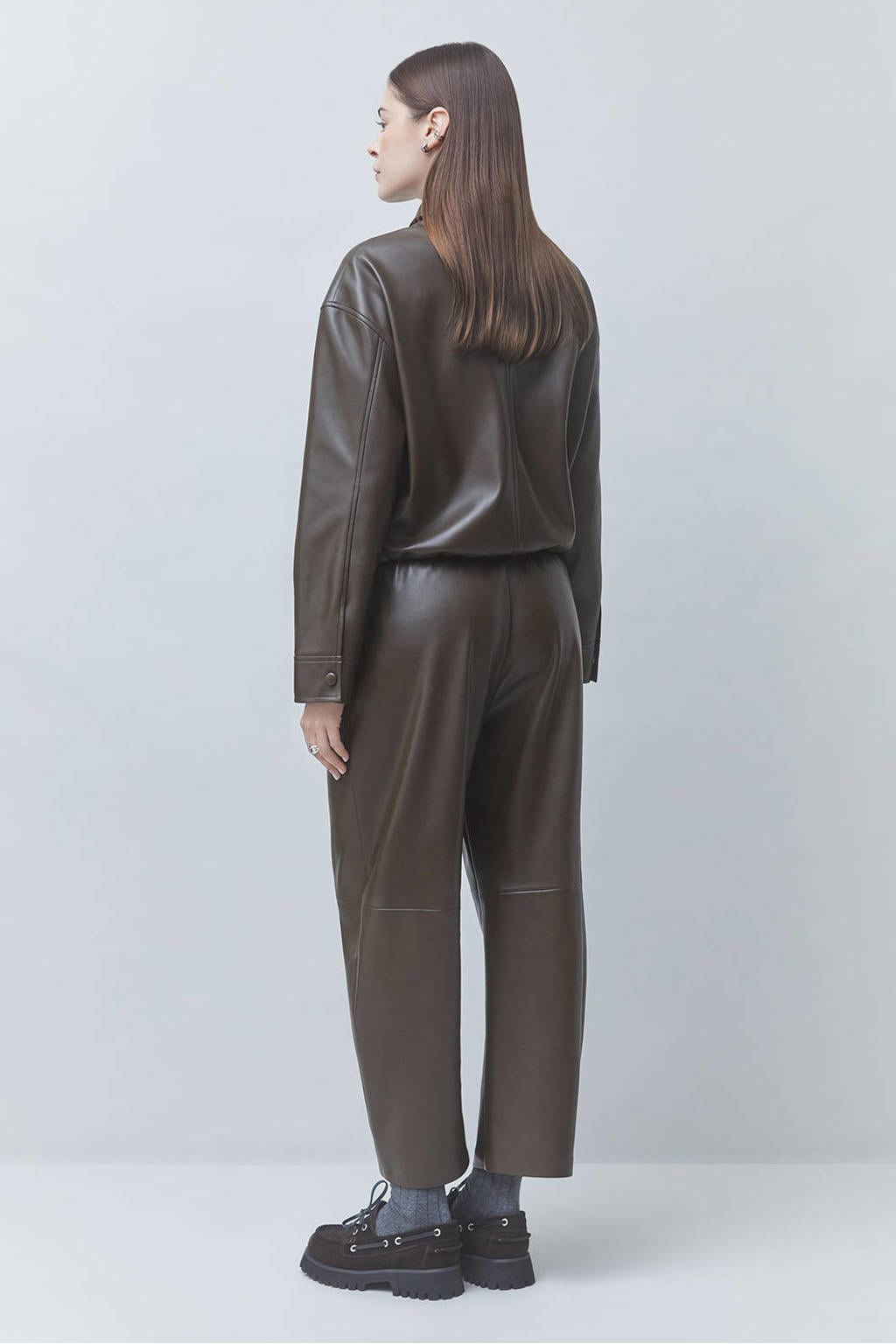 Bruine dames Suncoo barrel broek van polyester met high waist, elastische tailleband en effen
