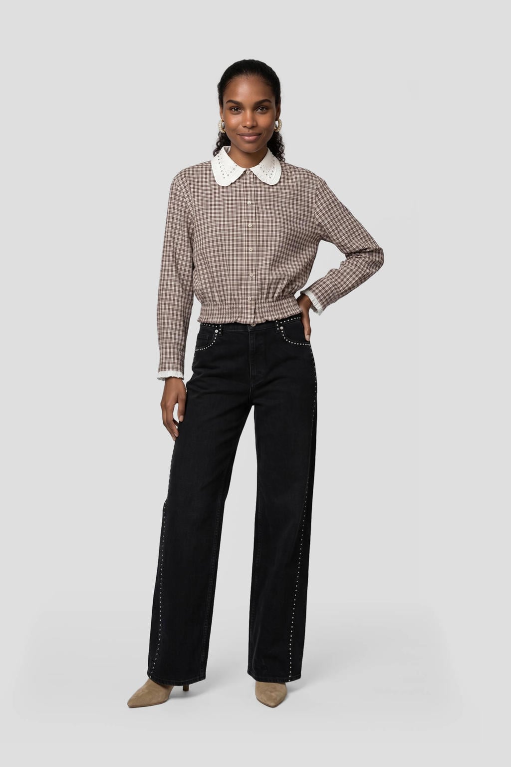 Suncoo geruite blouse - bruin