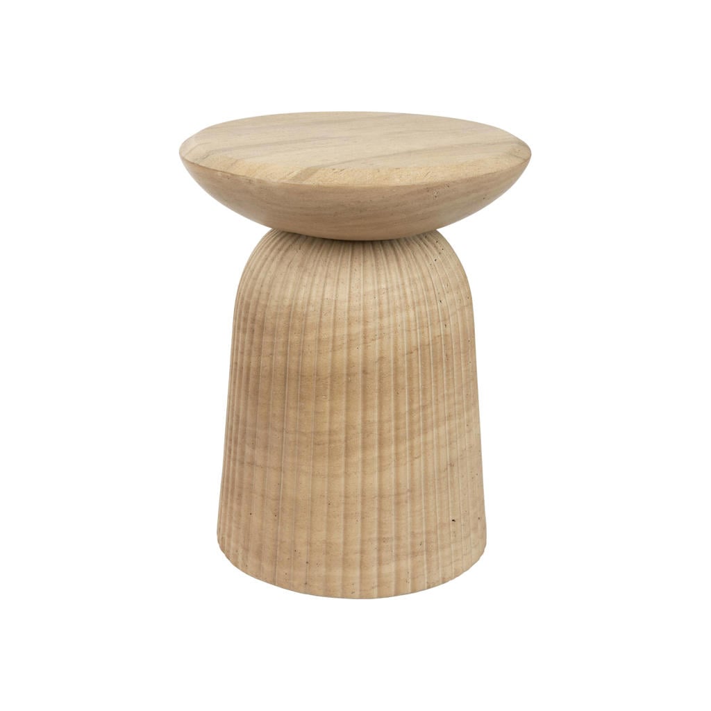 Dutchbone bijzettafel Brison Kruk/Bijzettafel Natuursteen look (35.8x35.8 cm) Grijs