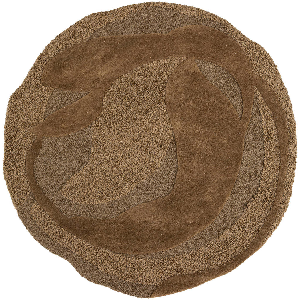 WOOOD WOOOD Orvi Vloerkleed - Wol/Polyester - Bruin - Ø160 cm