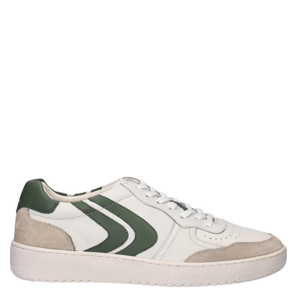Wit en groene heren Cafe Moda leren sneakers - met veters