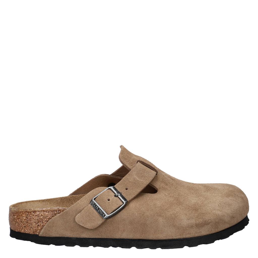 Lichtbruine unisex Birkenstock Boston suède clogs - met gesp