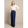 LOLALIZA wide leg broek met ceintuur - donkerblauw