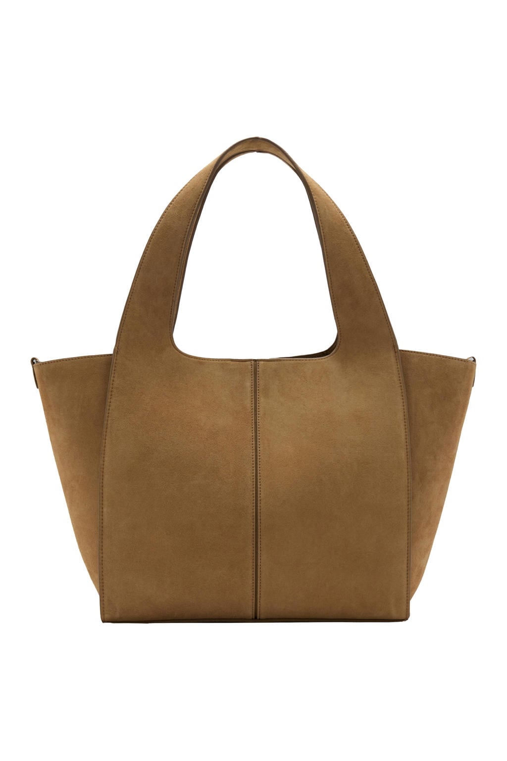 Mango leren shopper lichtbruin