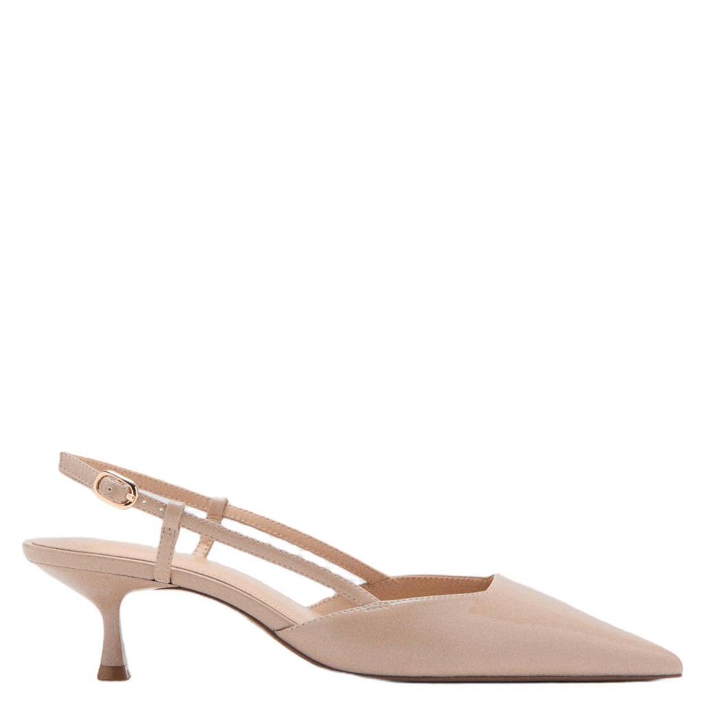 Beige dames Mango imitatieleren slingback pumps - met gesp