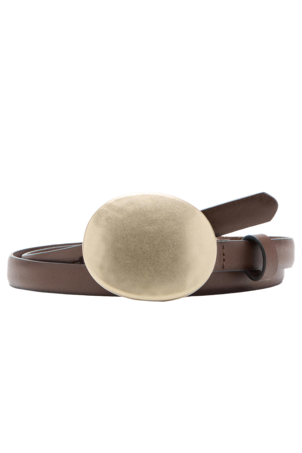 Mango leren riem donkerbruin
