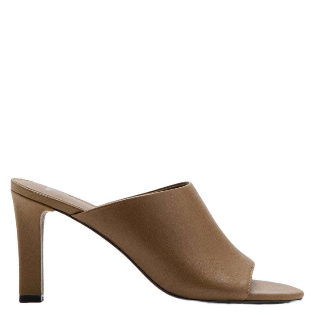 Camelkleurige dames Mango leren muiltjes met hak -