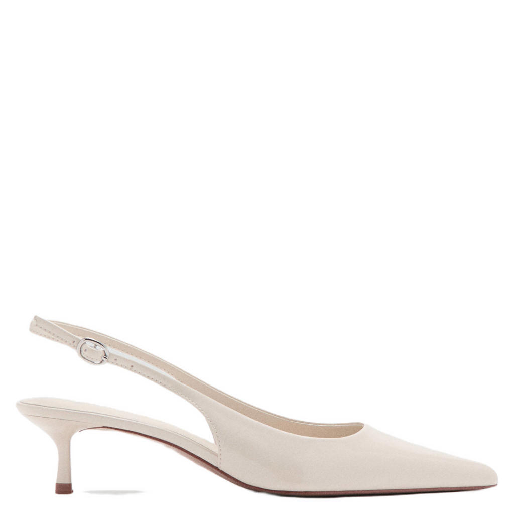 Ecru dames Mango imitatieleren pumps met hak - met gesp