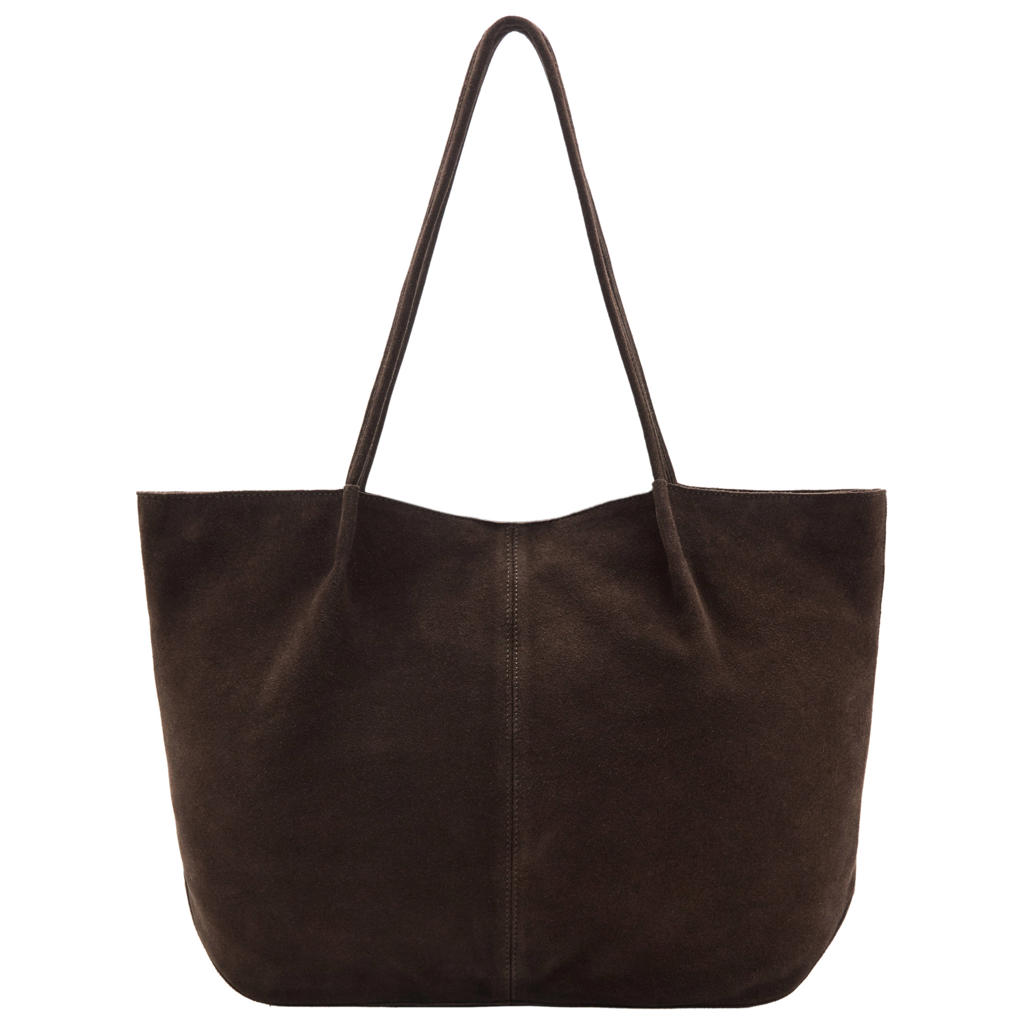Mango suede shopper donkerbruin