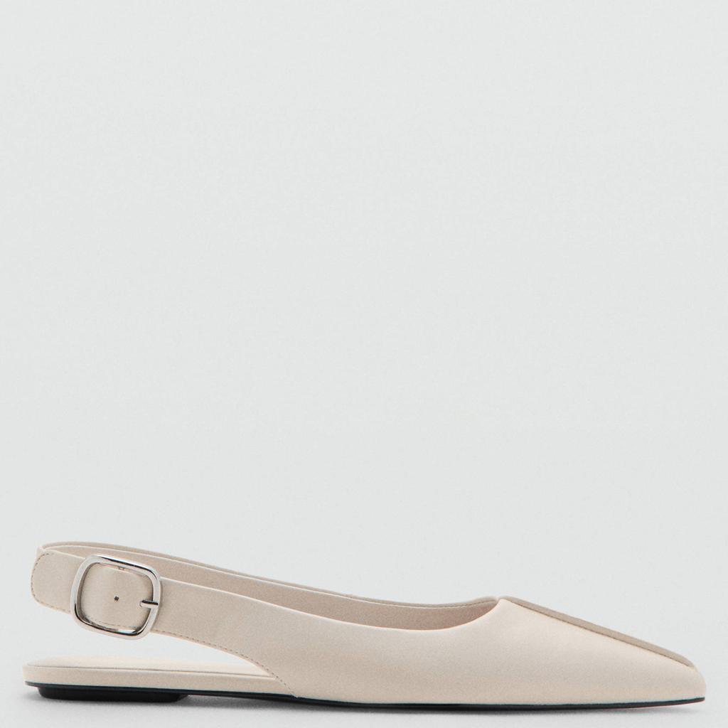 Ecru dames Mango imitatieleren loafers - met gesp