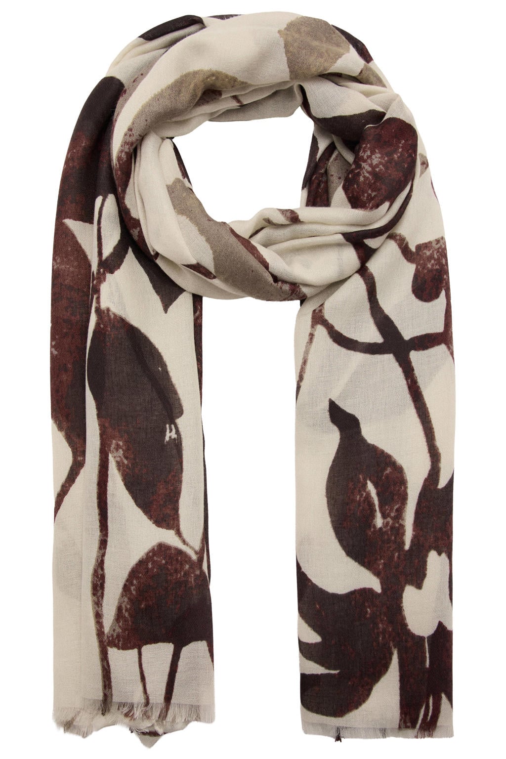 Mango sjaal met all over print bruin