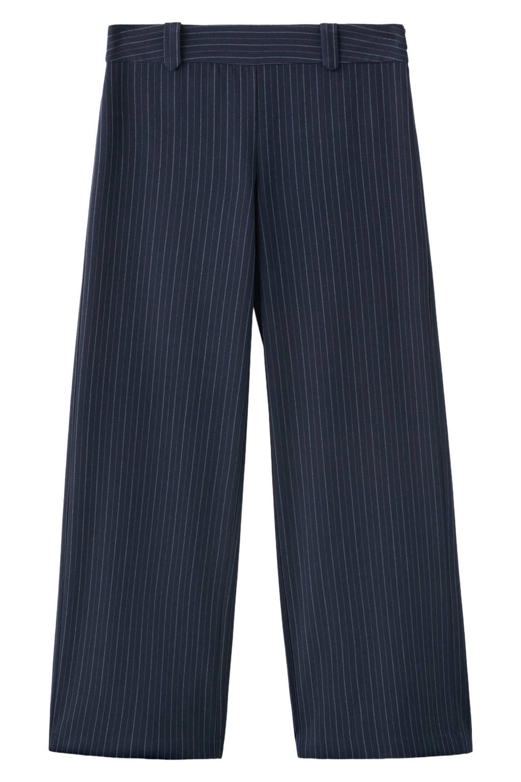 Marine en ecru meisjes MANGO TEEN pantalon blauw van polyester met krijtstreepprint