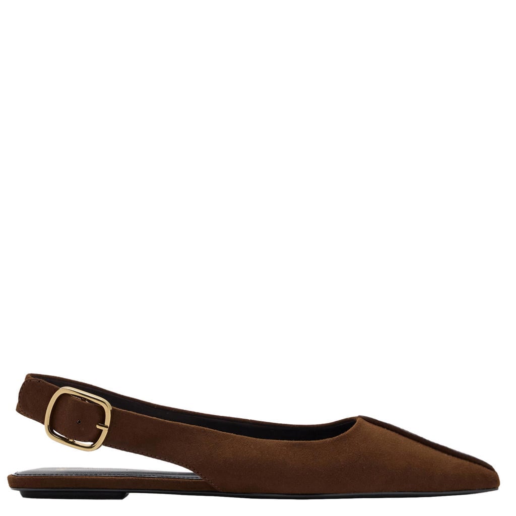 Bruine dames Mango suèdelook slingback loafers - met gesp