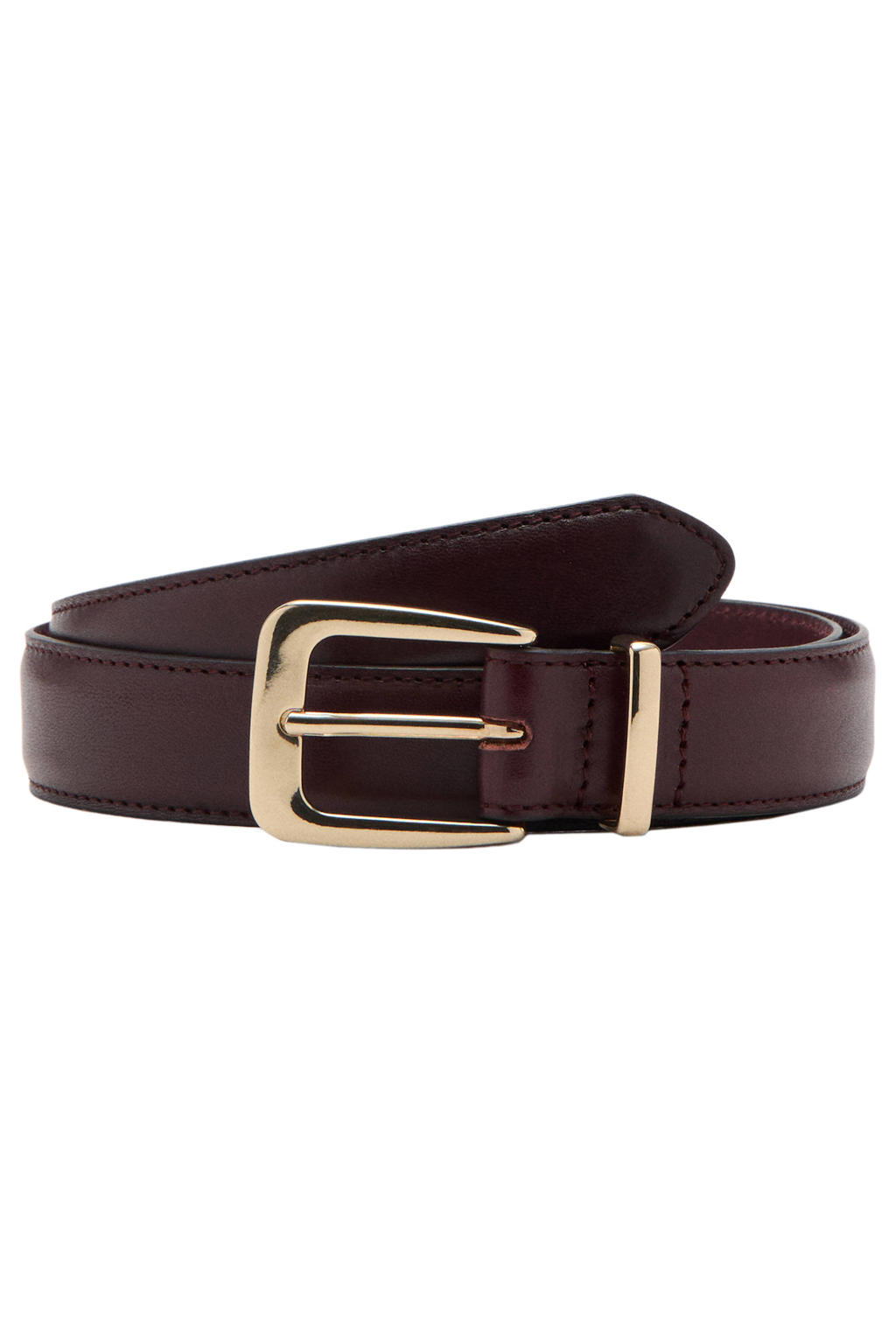 Mango leren riem donkerrood