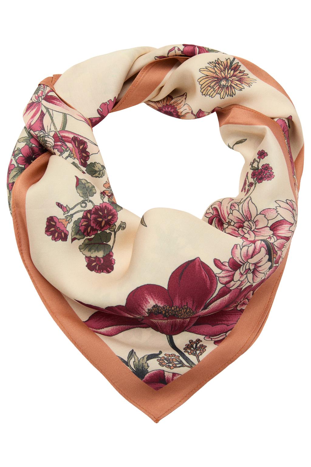 Mango sjaal met bloemenprint beige
