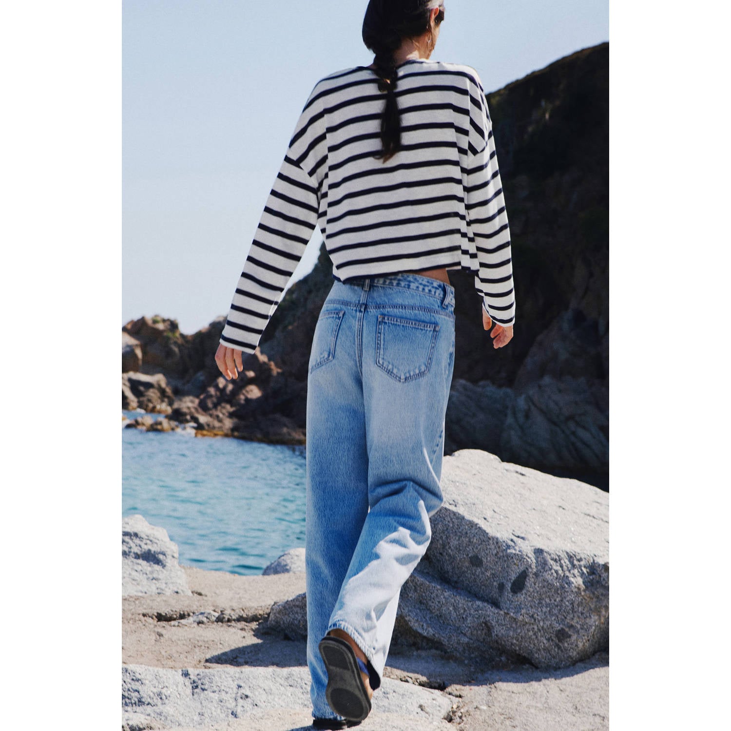MANGO TEEN gestreepte longsleeve marineblauw