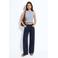 MANGO TEEN gestreepte top met peplum en smockwerk - lichtblauw