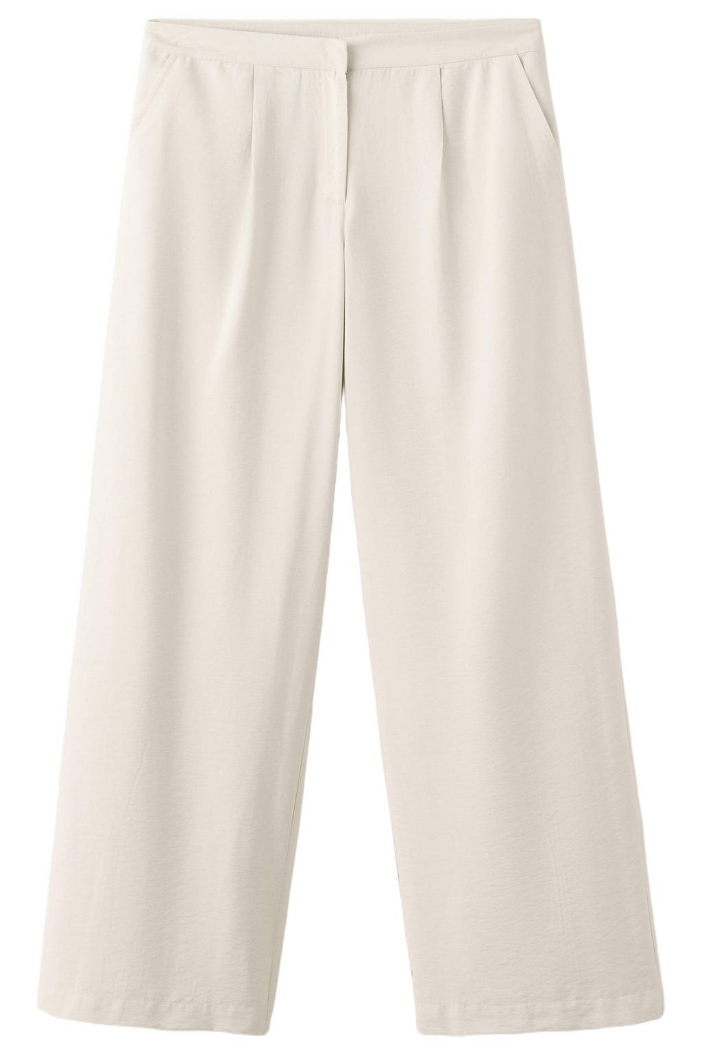 Zandkleurige meisjes MANGO TEEN pantalon van viscose met rits- en haaksluiting en effen