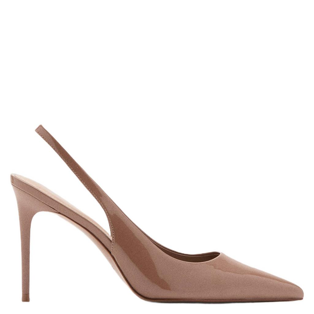 Beige dames Mango lakleren slingback pumps met naaldhak -